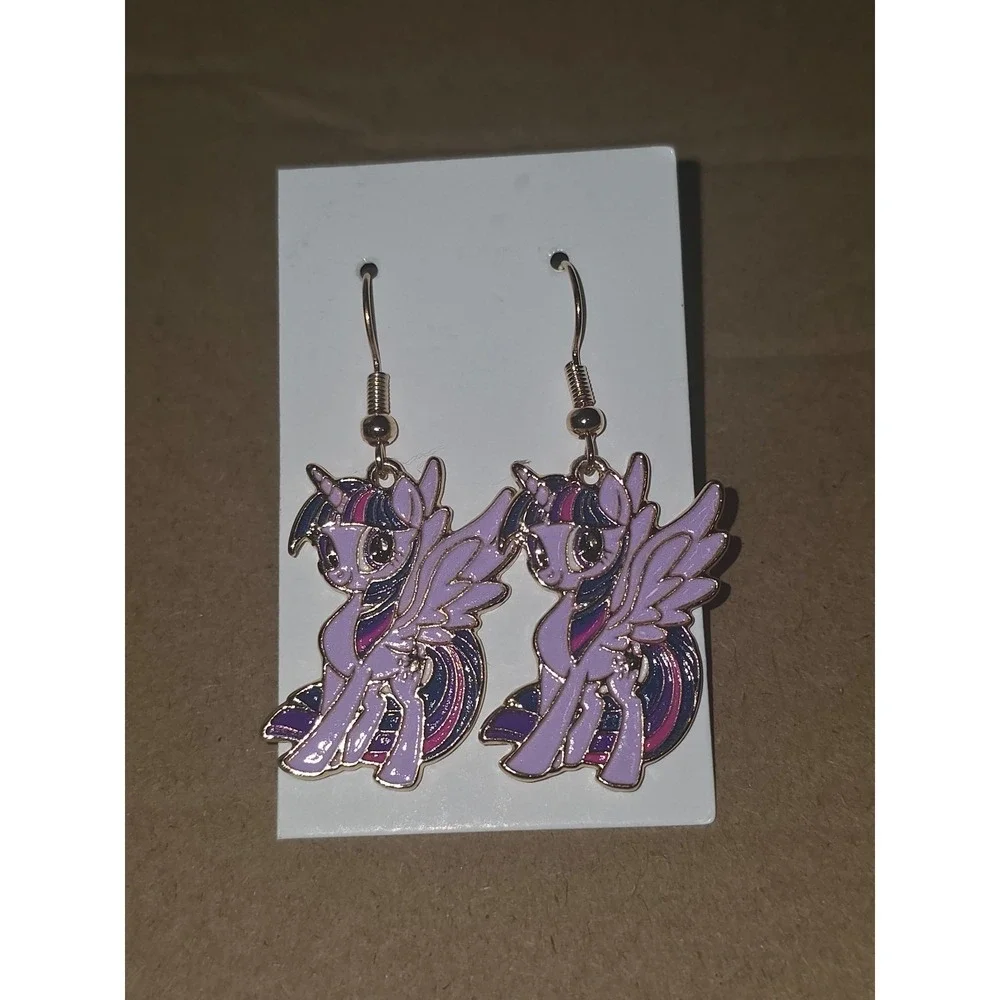 My Little Pony Hook Earrings! Twilight Sparkle Enamel Charm‎ Hypo-Allergenic
